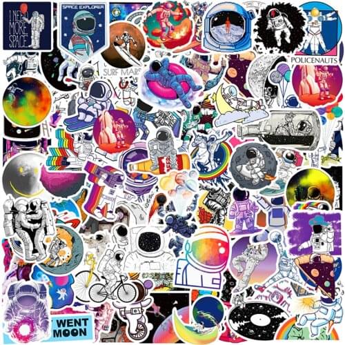10/30/50/100PCS Astronaut Outer Space Cartoon Stickers DIY Motorcycle Travel Luggage Skateboard Graffiti Cool Decal Sticker Toy