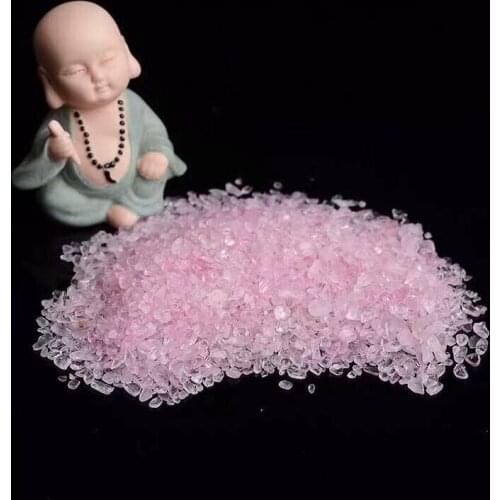 100g 4 Size Natural Pink Crystall Crushed Stone Quartz Points Gravel Chakra Healing Reiki Quartz Crystals Ornaments DIY Decorate