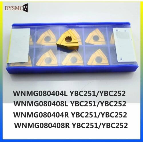 10PCSWNMG080404L WNMG080408R YBC251 YBC252 original external turning tool carbide blade CNC lathe tool free shippin