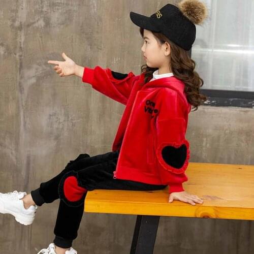 Baby Girl Clothing Set Cotton Spring Kids Set Full Sleeve Tops + Pants 2pcs Cartoon Heart Children Outfits 4-12 Years