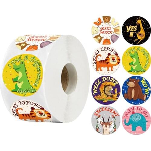 500pcs/roll cute animal stickers can be used for childrens reward gift box decoration and stationery decoration