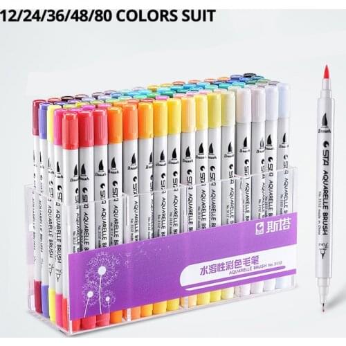 80 Colors Painting Art Markers Dual Head Soft Watercolor Brush Pen Set Comic Drawing Marker Pen Art Supplies