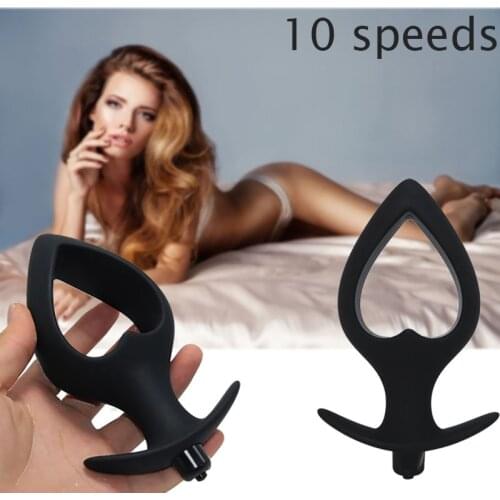 Hollow Heart Vibrator Anal Plug For Men Women Gay Prostate Massage Smooth Butt Plugs Silicone Sex Toys Adult Products 10 Speeds
