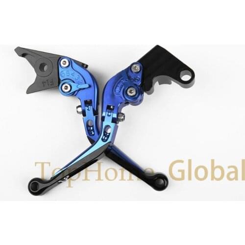 CNC Foldable&Extendable Brake Clutch Levers for YAMAHA YZF R1 2004-2008 Blue/Black 2005 2006 2007