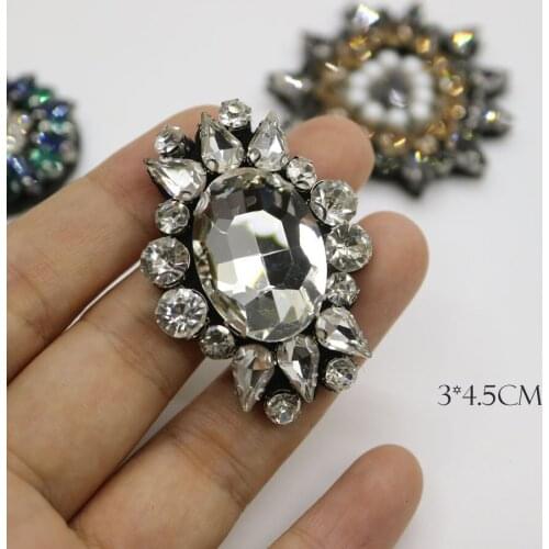 DIY Rhinestone beaded Patches for Clothing sew on rhinestone flower parche Appliques Decoration Badge parche