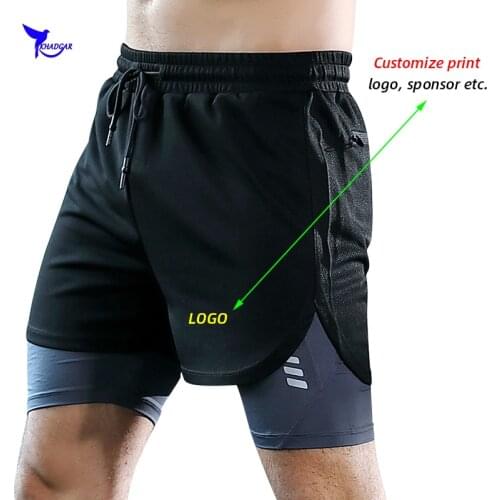 2020 Summer Quick Dry Stretch Running Shorts 2 In 1 Compression Gym Fitness Sports Training Longer Liner Short Pants Custmoize