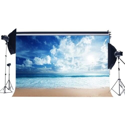 Seaside Sand Beach Backdrop Waves Blue Sky White Cloud Nature Romantic Summer Holiday Journey Ocean Background