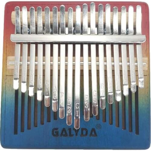 Gradual Rainbow Color Kalimba 17 Key Mahogany Wooden Body Thumb Piano Mbira Calimba Musical Instrument with Tuning Hammer