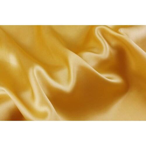 Howmay 100% pure silk fabric satin 16.5m/m 114cm 45" dark yello 09# color for scarf womens dress bedding sheet pillowcase