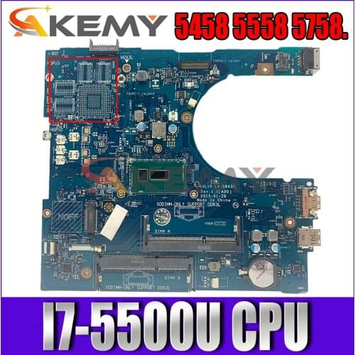 I7-5500U FOR Dell INSPIRON 5458 5558 5758 Motherboard AAL10 LA-B843P CN-0RC3PN RC3PN Mainboard 100%tested