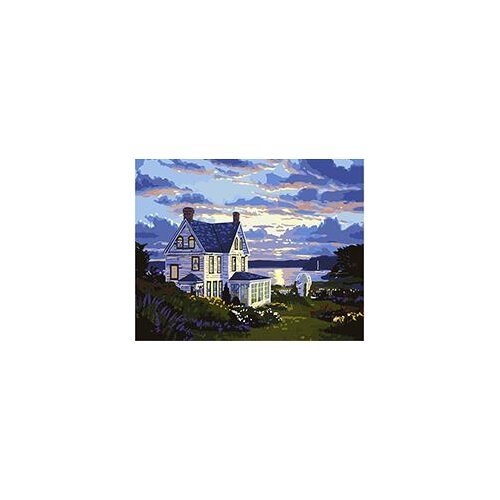 MaHuaf-W016 House on the shore painting by numbers on canvas wall pictures for living room home decor