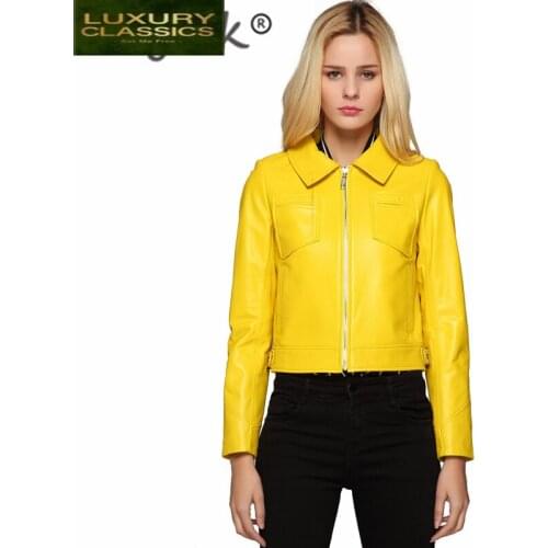 Leather Winter Jacket Genuine Women Clothes 2021 Streetwear Moto Real Sheepskin Coat Female Genuine Outwear Hiver A6031