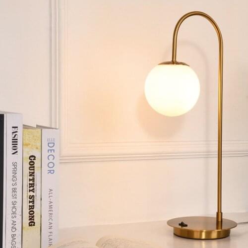 Nordic Creative Glass Table Lamp Bedroom Study Work Study Office Reading Table Lights Ins Bedside Concise Decorative Desk Lamp