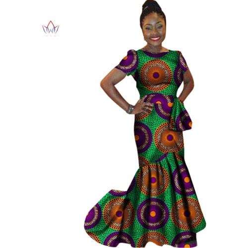 Summer Women Traditional African Dresses Brand Custom Clothing Africa Wax Dashiki Slim Cut Sexy Dress Big Size WY1373