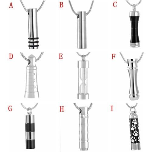 Fashion Jewelry Men Women Necklace Tube Urn Hold Human/ Animal Ashes Funeral Urns Casket Cylinder Cremation Pendants and Charms
