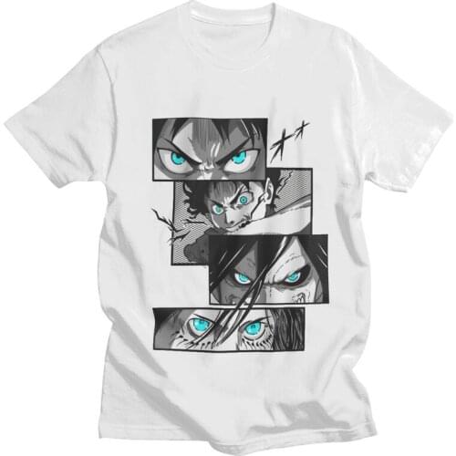 Aattack On Titan Tshirt for Men Short Sleeved Print T Shirt Stylish Eren Yeager Transformation T-shirt Fitted 100% Cotton Tee