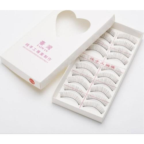 10 Pairs False Eyelashes Natural Cotton Stalk Long Black Fake Eyelash Makeup Volume Eyelash Extensions Handmade Fake Eye Lashes