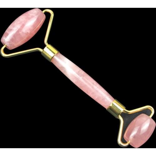 Wholesale 1PCS Natural Crystal Wafer Head Massager For Facial Wand Pink crystal Stone Roller Anti Cellulite Massage Wrinkles