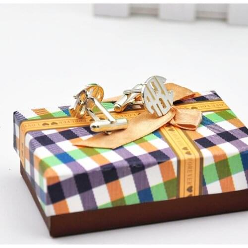 Personalized Block Monogram Cufflinks 925 Solid Silver Nameplate Initial Cuff Link Memory Men Jewelry Christmas Gift