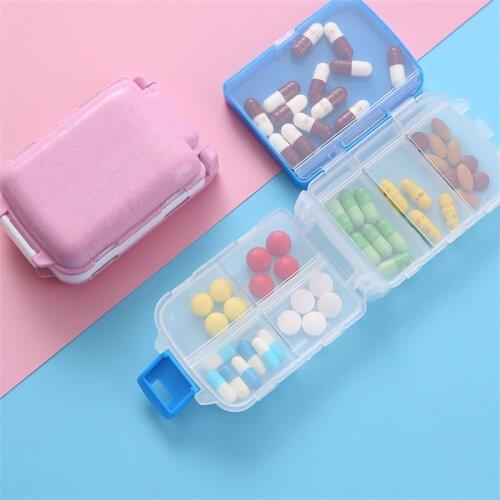 Portable Small Pill Box Foldable Three-layer Creative Pill Box Plastic Tape With 8 Compartments Pill Box With Lid