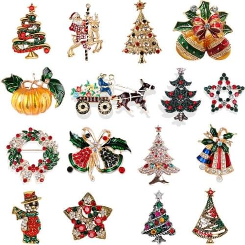 Christmas Brooch For Women Men Brooch Skiing Santa Snowman Pin Badge Gloves Socks Crutches Bells Wreaths Christmas Jewelry