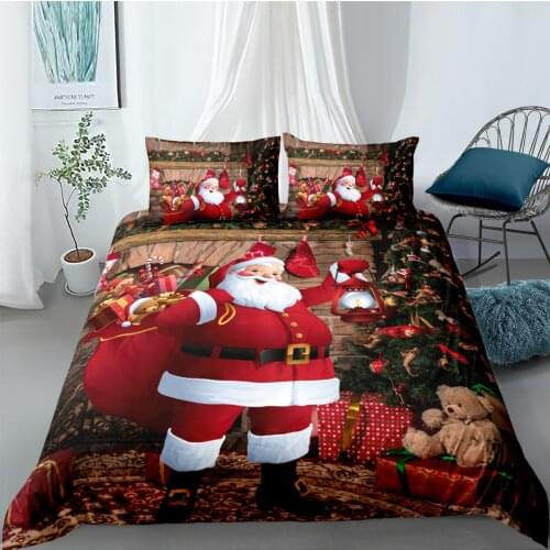 Christmas Bedding Set 3D Printed Santa Claus Bedclothes New Year Series Bedroom King SIngle Double Size Duvet Cover No Bed Sheet