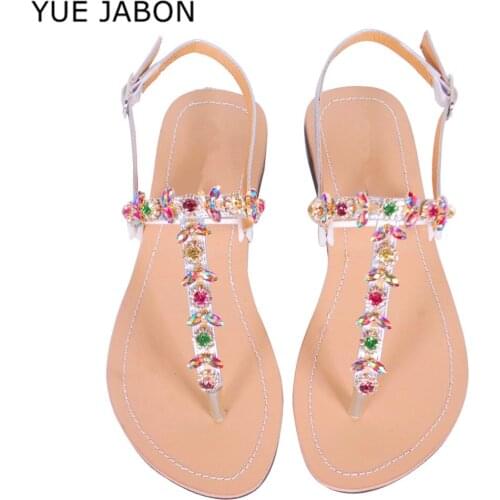 Women sandals fashion rhinestone summer shoes slippers women flat heel flip flops clip toe slides party shoes sandalia feminina