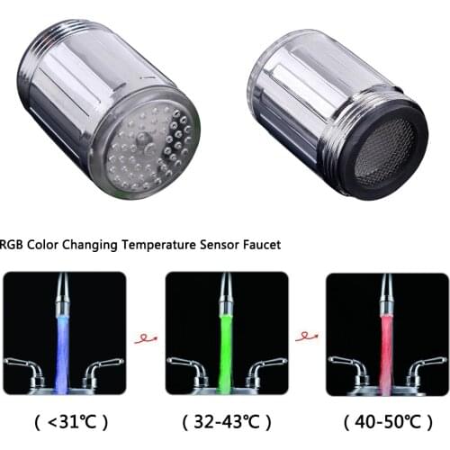 Luminous Light-up LED Faucet Nozzle Shower Tap Basin Water Nozzle Faucets Thermostat Filter Bubbler No Battery Suppy кран Color