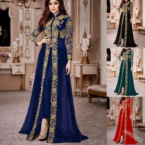 Vintage Two-piece Set Women Dresses Long Sleeve Party Costume Dress Islamic Clothing Vestidos Plus Size S-5XL