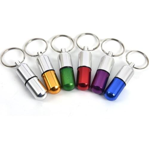 Keychain Medicine Box Waterproof Aluminum Pill Box Case Bottle Drug Holder Container Camping Equipment Camping Gadget