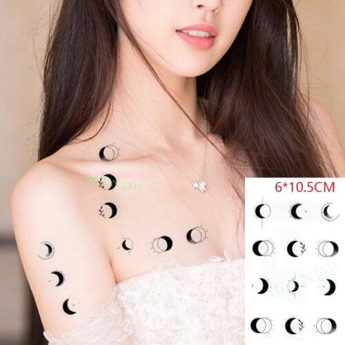 Waterproof Temporary Tattoo Sticker Moon Lunar Planet Body Art Flash Tattoo Fake Tattoo for Women Men