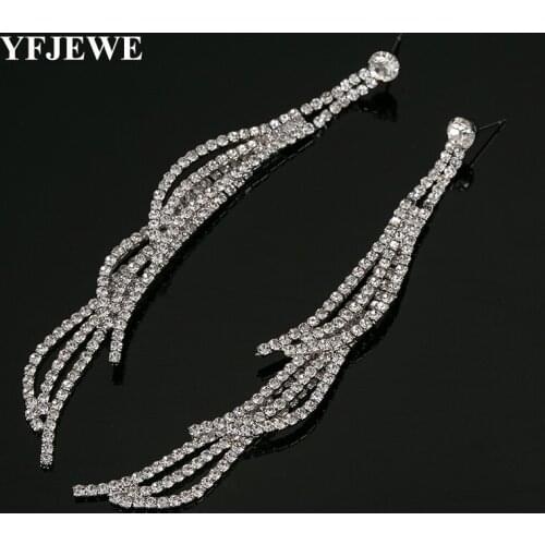 YFJEWE Newest Fashion multi-layered Long Tassel Earrings Gift Luxury Vintage Austrian Crystal Wedding Earrings For Women #E297