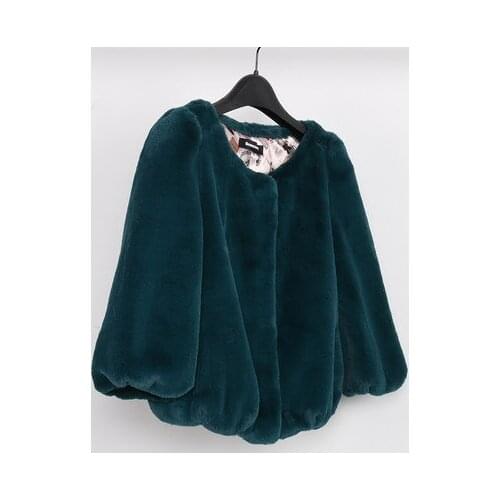 Women Spring and Autumn Slim O-neck Rabbit Fur Coat N51