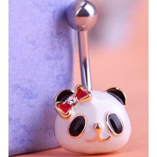 Blucome Cool Enamel Panda Body Feminino Umbigo Body Jewelry Navel Piercing Belly Button Ring Navel Piercings Bijoux For Woman