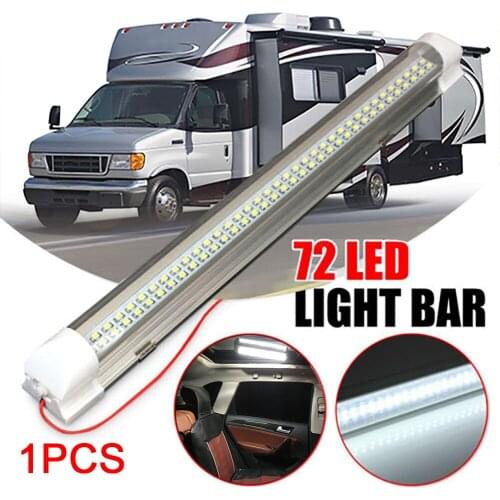 1PC 12V 72 LED Car Interior Light Strip Bar Lamp Van Bus Caravan On/Off Switch 4.5W Car Trunk Lamp Led Luggage Compartment Light