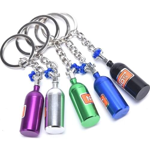 1PCS Car Turbo NOS Keychain Nitrogen Bottle Metal Key Ring Stash Pill Box Storage