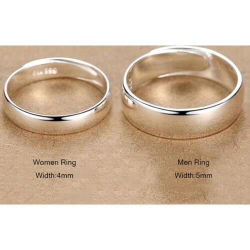2PCS/Pair Men Women Open Adjustable Smooth Surface Copper Plated Silver Couple Ring Girl Finger Jewelry Wholesale Free Shipping