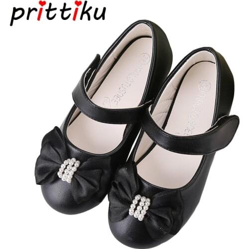 2020 Girls Bead Bowknot Fashion Flats Baby/Toddler/Little/Big Kid Casual Ballet Mary Jane Children Leather Princess Dress Shoes