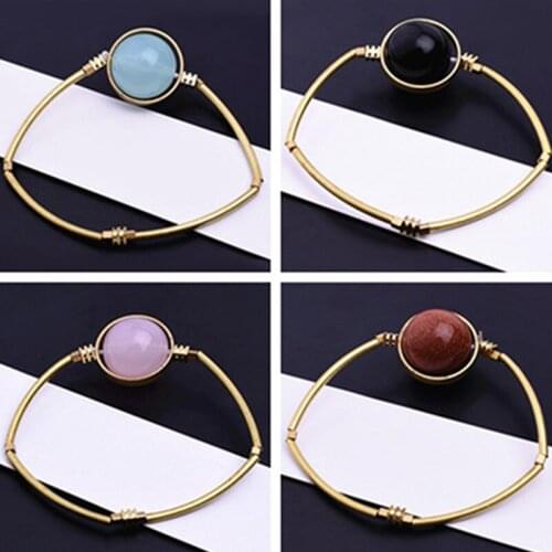 2020 Retro Selling Crystal Stone Bead Bracelet Cute Ball Cuff Bangles for Women Girl Jewelry Gifts Accessories Cheap Wholesale