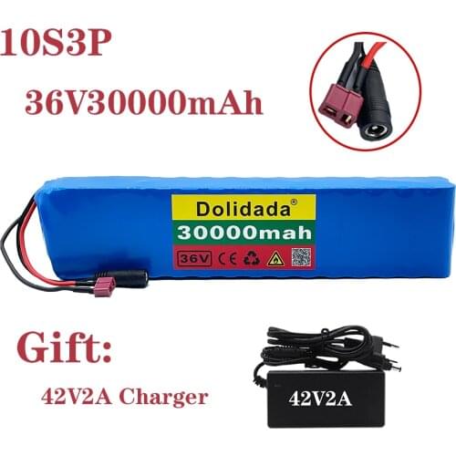 36V 30ah 600W 10s3p lithium ion battery pack 20A BMS is suitable for xiaomijia m365 Pro eBike bicycle scooter t plug + charger
