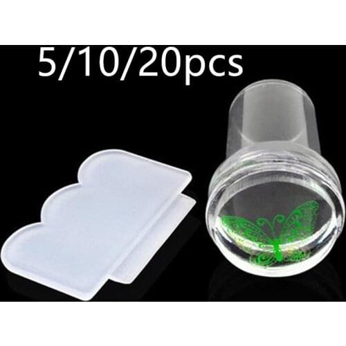 5/10/20pcs 2.3cm Pure Clear Nail Art Stamper Scraper Set Silicone Nail Stamp Template Nail Salon Tools Wholesale 30