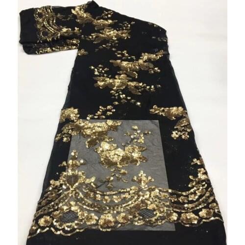 5yards/pc) Beautiful sequins embroidered African stretch net lace Newest elastic French lace fabric for party dress FSS407