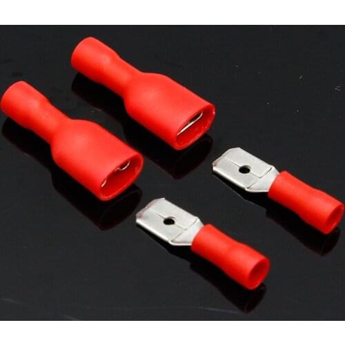 6.3mm Red Female with Male Spade Insulated Electrical Crimp Terminal Connectors H1E1