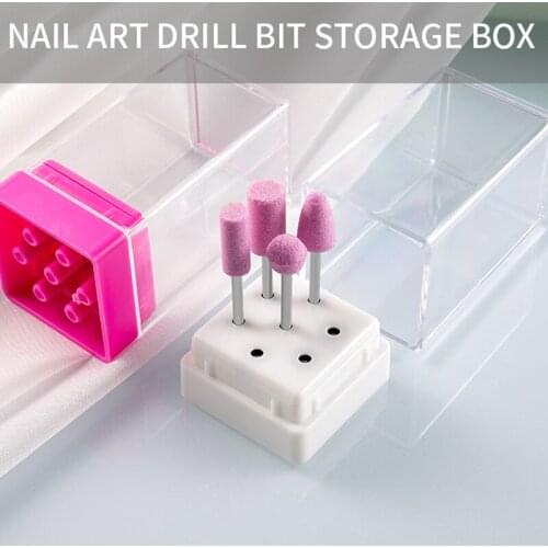 7 Grid Empty Container Stand Display Nail Art Drill Bit Acrylic Holder 7 Holes Storage Box Manicure Tool Grinding Head Case Blue