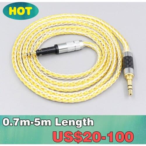 8 Core Silver Gold Plated Braided Earphone Cable For Sennheiser HD6 HD7 HD8 MIX DJ HD595 Headphone LN007274