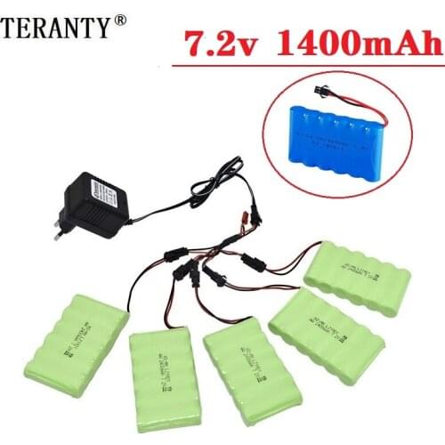 Upgrade 7.2v 1400mah NiCD Battery + charger For Rc Toys Cars Tanks Trucks Robot Gun Boat AA Ni-CD 7.2v Rechargeable Battery Pack