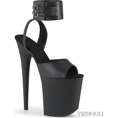 Sexy 20 cm matte black vamp heels, 8 inch stiletto night club sandals/pole dancing model sandals