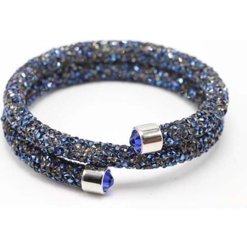 LE SKY Exquisite Single Circle Crystal Rhinestones Cuff Multi-layer Bracelet Bangles For Women New Fashion Jewelry Gift Bangle