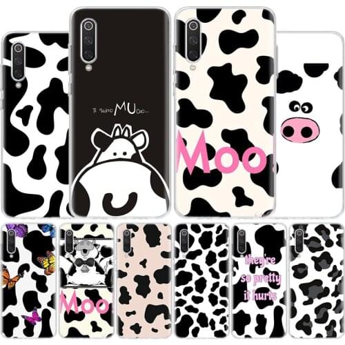 Cow Pattern Black White Cover Phone Case For Xiaomi Redmi Note 10 9 9S 8T 8 7 6 5 9A 6A 7A 8A 9C K20 S2 Pro Luxury Soft Coque