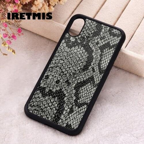 Iretmis 5 5S SE 2020 Phone Cover Cases for iPhone 6 6S 7 8 Plus X Xs Max XR 11 12 MINI Pro Rubber Silicone Grey Python Skin